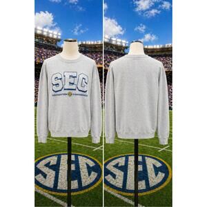 Vintage SEC Sweatshirt Hanes Medium Gray Spellout Logo NCAA